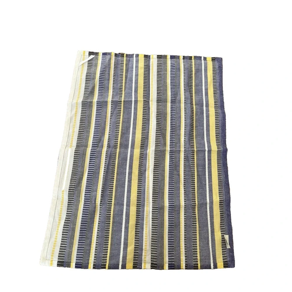 Anthropologie Kitchen Decor Woven Dish Tea Towel Striped Blue Yellow‎ White